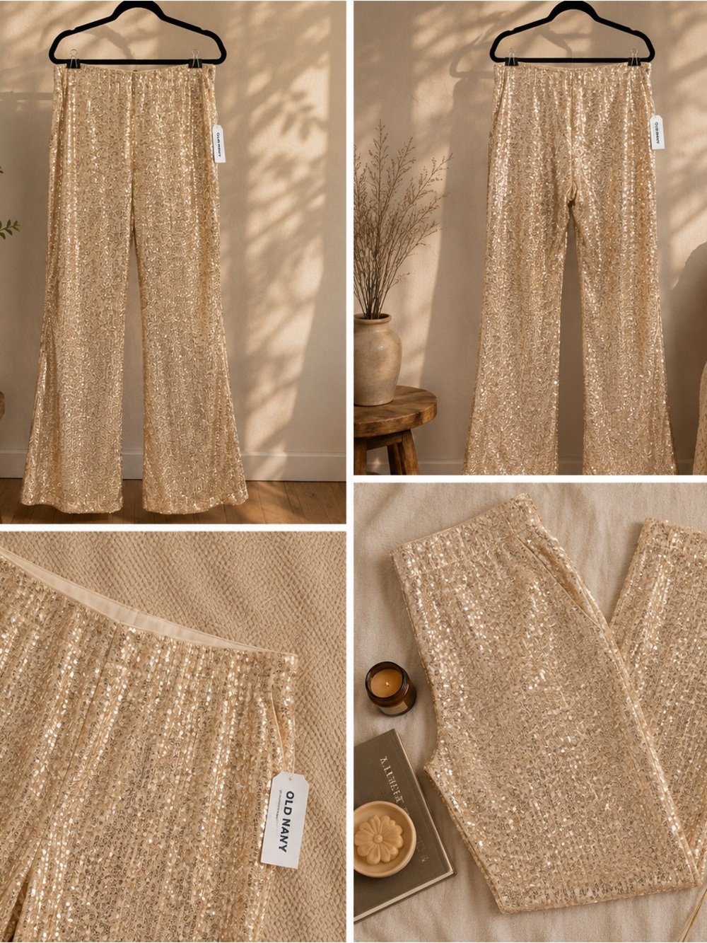 Old Navy Gold Sequin Wide-Leg Pants